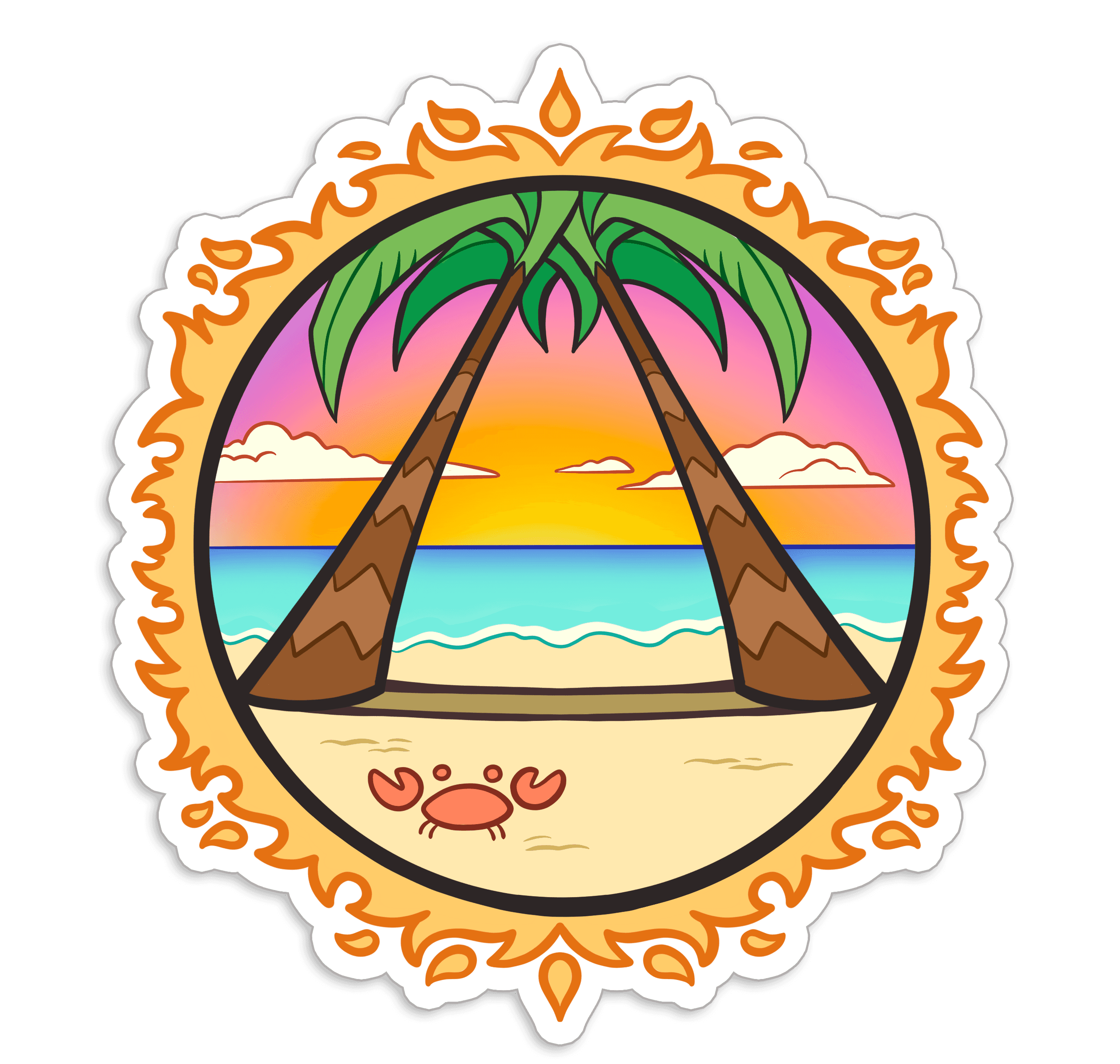 Tropical Beach AA Sticker, recovery vinyl sticker
