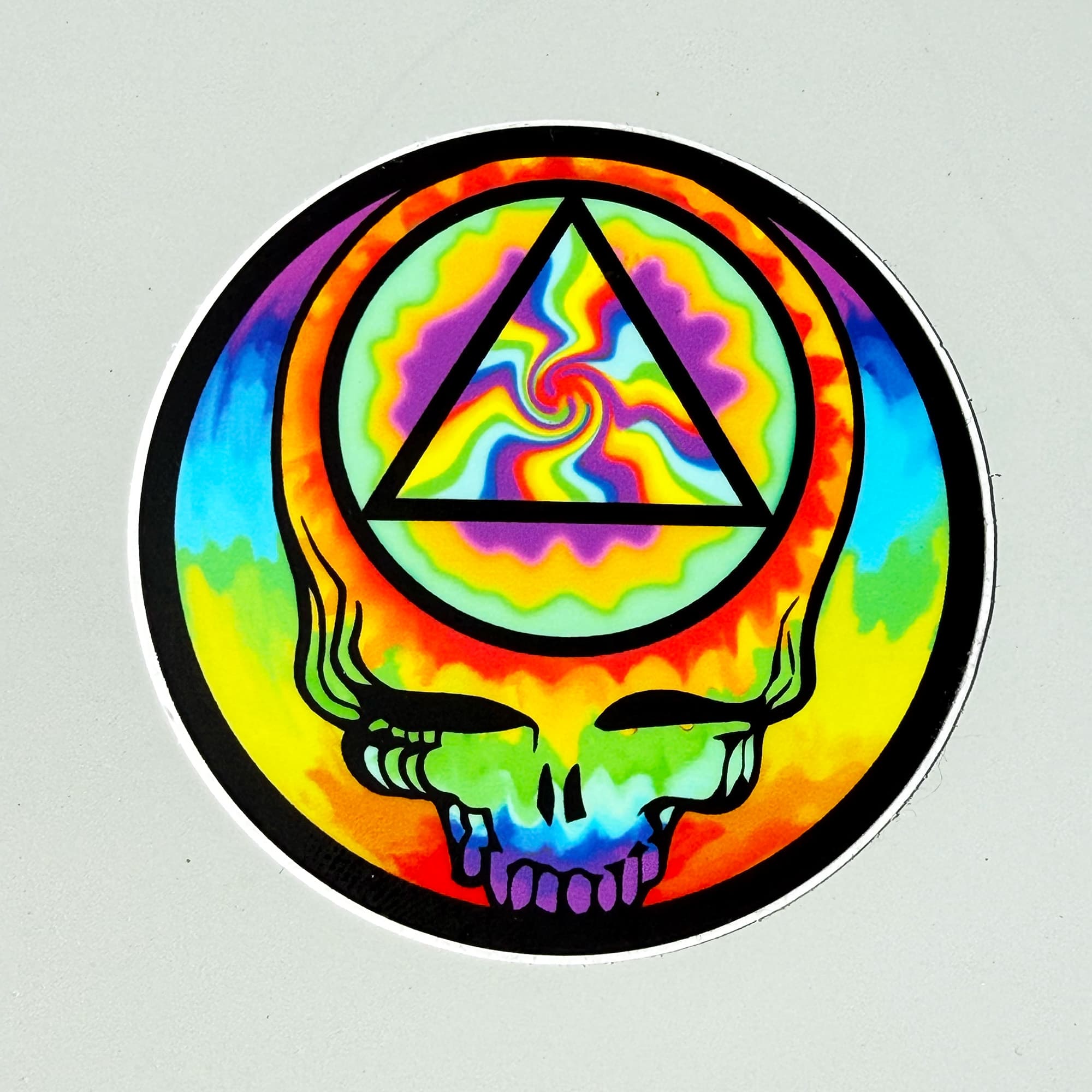 Tie-Dye Skull AA Sticker, recovery vinyl sticker